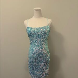 Sequin Baby Blue Dress